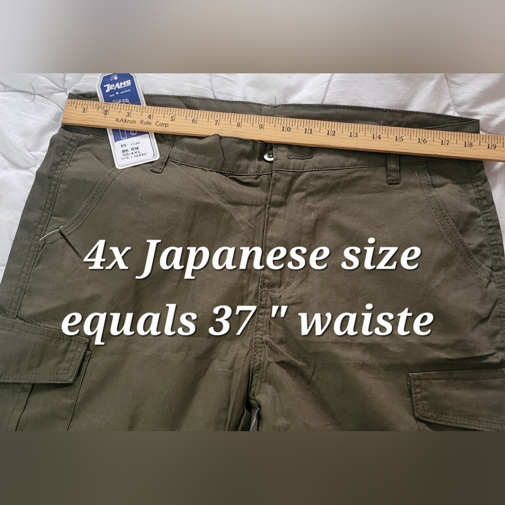 Men's Olive Cargo Shorts  By True Denimize  Made In  Japan - Picture 5 of 9